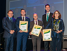 Pictured: Prof. Peter Coaldrake (Queensland Heritage Council), Brad Cordery (QLD Anzac Centenary Program), Councillor Norm Wyndham (Brisbane City Council), Minister Mark Bailey, Megan Jones (Tanner Kibble Denton Architects)